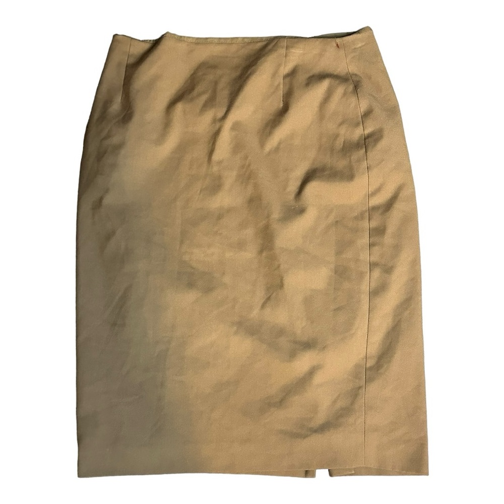 Alex Marie khaki camel pencil mini skirt zipper back size 4 NWOT